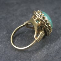 Vintage Vermeil Sterling Chrysocolla Ring Adjustable Size 6