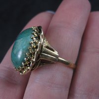 Vintage Vermeil Sterling Chrysocolla Ring Adjustable Size 6