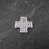 Retro Sterling Cz Maltese Cross Pendant