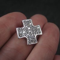 Retro Sterling Cz Maltese Cross Pendant