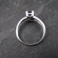 Vintage 90s 10K White Gold Sapphire Diamond Ring Size 9.75