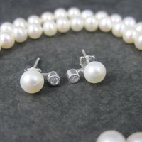 Vintage Freshwater Pearl Necklace Earrings Jewelry Set 18 Inches