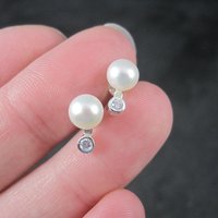 Vintage Freshwater Pearl Necklace Earrings Jewelry Set 18 Inches