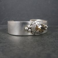 Heavy Southwestern Sterling Citrine Cuff Bracelet 6.5 Inches
