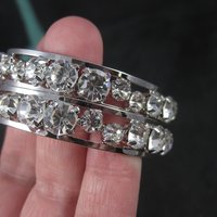 Huge 2.25 Inch Vintage Rhodium Plated Cubic Zirconia Hoop Earrings