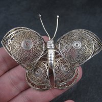 Estate Spun Sterling Butterfly Brooch