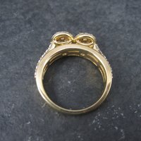 Vintage 14K Vermeil Sterling Double Head CZ Cluster Ring Size 6.5