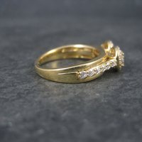 Vintage 14K Vermeil Sterling Double Head CZ Cluster Ring Size 6.5