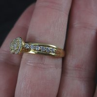 Vintage 14K Vermeil Sterling Double Head CZ Cluster Ring Size 6.5