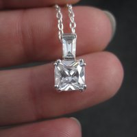 Dainty Vintage Sterling Cubic Zirconia Pendant Necklace