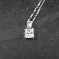 Dainty Vintage Sterling Cubic Zirconia Pendant Necklace