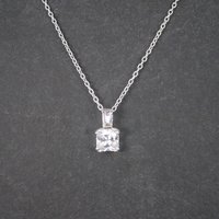Dainty Vintage Sterling Cubic Zirconia Pendant Necklace
