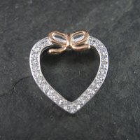Vintage 90s Sterling Cubic Zirconia Heart Pendant