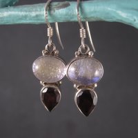 Estate Sterling Dichroic Glass Garnet Earrings