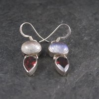 Estate Sterling Dichroic Glass Garnet Earrings