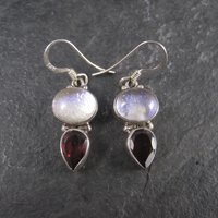 Estate Sterling Dichroic Glass Garnet Earrings