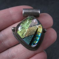 Vintage Sterling Dichroic Glass Pendant