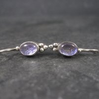 Vintage Sterling Purple Dichroic Glass Earrings Latch Back