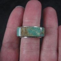 Estate Southwestern Sterling Turquoise Inlay Ring Size 5