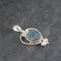 Vintage Sterling Druzy Heart Pendant Sajen