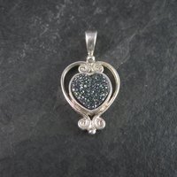 Vintage Sterling Druzy Heart Pendant Sajen