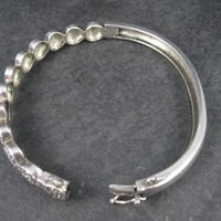 Vintage Sterling Marcasite Heart Bangle Bracelet 7 Inches