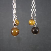 Sterling Leverback Tigers Eye Earrings