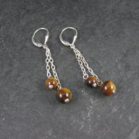Sterling Leverback Tigers Eye Earrings