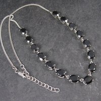 Vintage Sterling Black Onyx Necklace 18 Inches