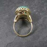 Vintage Vermeil Sterling Chrysocolla Ring Adjustable Size 6