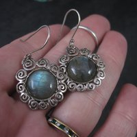 Vintage Sterling Labradorite Earrings