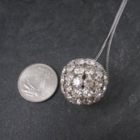 Large Vintage Rhinestone Disco Ball Bead Pendant Necklace
