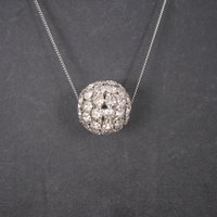 Large Vintage Rhinestone Disco Ball Bead Pendant Necklace