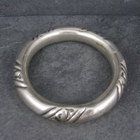 Lot of 3 Chunky Silver Plated Tribal Bangle Bracelets