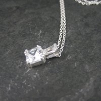 Dainty Vintage Sterling Cubic Zirconia Pendant Necklace