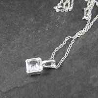 Dainty Vintage Sterling Cubic Zirconia Pendant Necklace