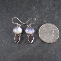 Estate Sterling Dichroic Glass Garnet Earrings