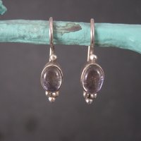 Vintage Sterling Purple Dichroic Glass Earrings Latch Back