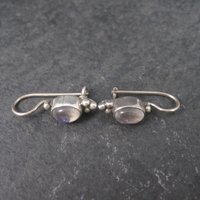 Vintage Sterling Purple Dichroic Glass Earrings Latch Back