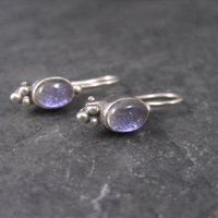 Vintage Sterling Purple Dichroic Glass Earrings Latch Back