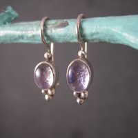 Vintage Sterling Purple Dichroic Glass Earrings Latch Back
