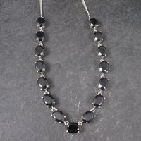 Vintage Sterling Black Onyx Necklace 18 Inches