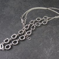 Vintage Sterling Black Onyx Necklace 18 Inches