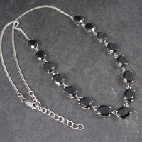 Vintage Sterling Black Onyx Necklace 18 Inches