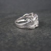 Vintage Sterling Diamond Leaf Ring Size 7