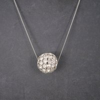 Large Vintage Rhinestone Disco Ball Bead Pendant Necklace