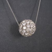 Large Vintage Rhinestone Disco Ball Bead Pendant Necklace