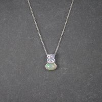 Vintage Sterling Opal Tanzanite Pendant Necklace