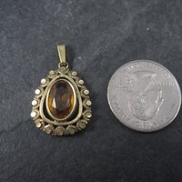 Vintage Gold Filled Orange Glass Pendant West Germany