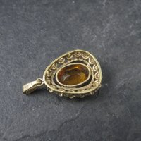 Vintage Gold Filled Orange Glass Pendant West Germany